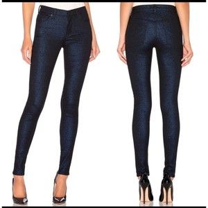 𝅺Hudson Nico super skinny midnight stellar metallic blue shimmer black jeans
